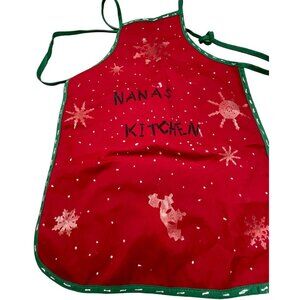 Innovo inc. apron hand decorated Nanas kitchen Christmas cotton red green READ